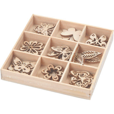 Creativ company decoración en madera, verano, medida 28 mm, 45 piezas, 1 caja