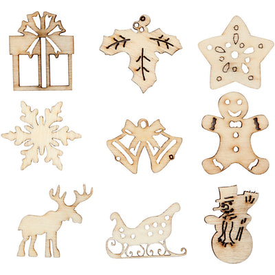 Creativ company decoración en madera, Navidad, medida 28 mm, 45 piezas, 1 caja