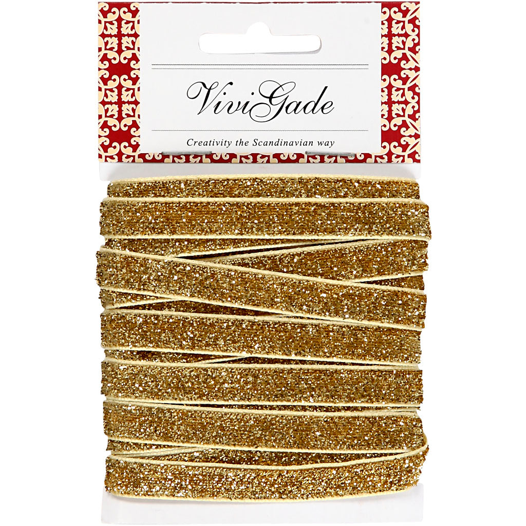Vivi gade ribbon, w: 10 mm, gold, 5 m 1 roll