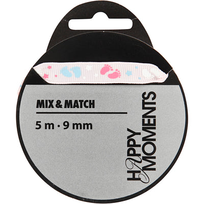 Nastro decorativo aziendale Creativ, L: 9 mm, rosa, 5 m 1 rotolo