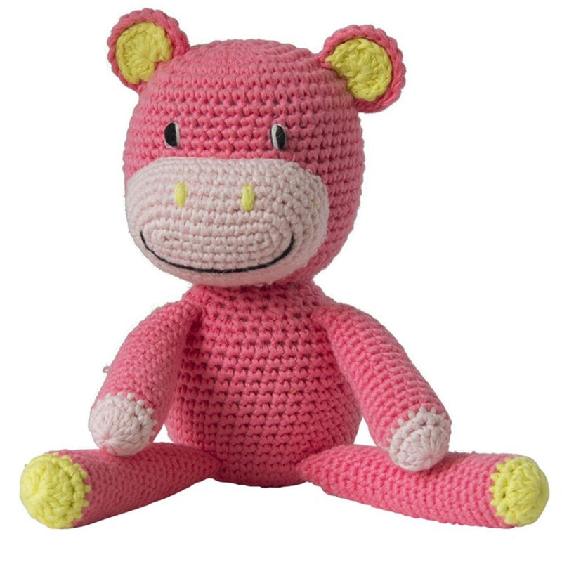 Peluche de hipopótamo de ganchillo de coral. 3+