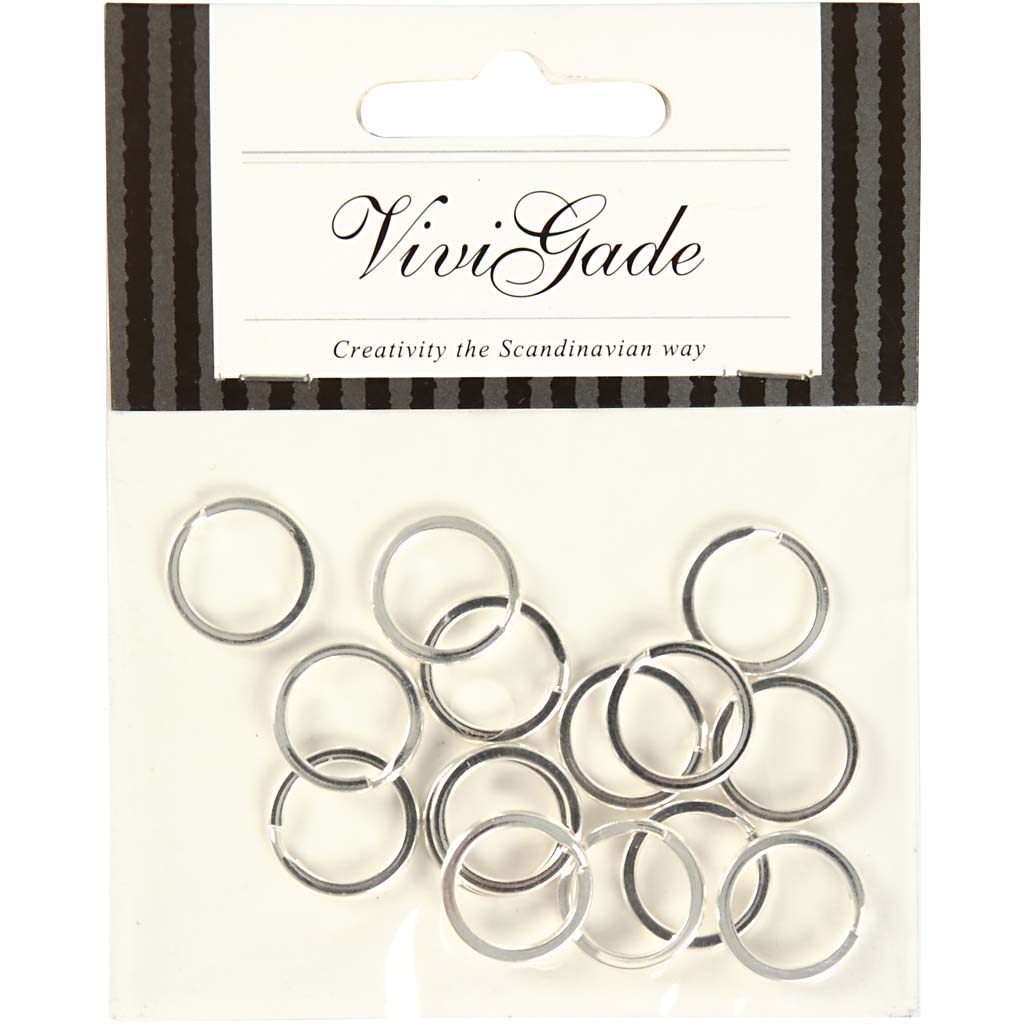 Vivi gade split ring, d 15 mm, silver plated, 100 pieces, 1 box
