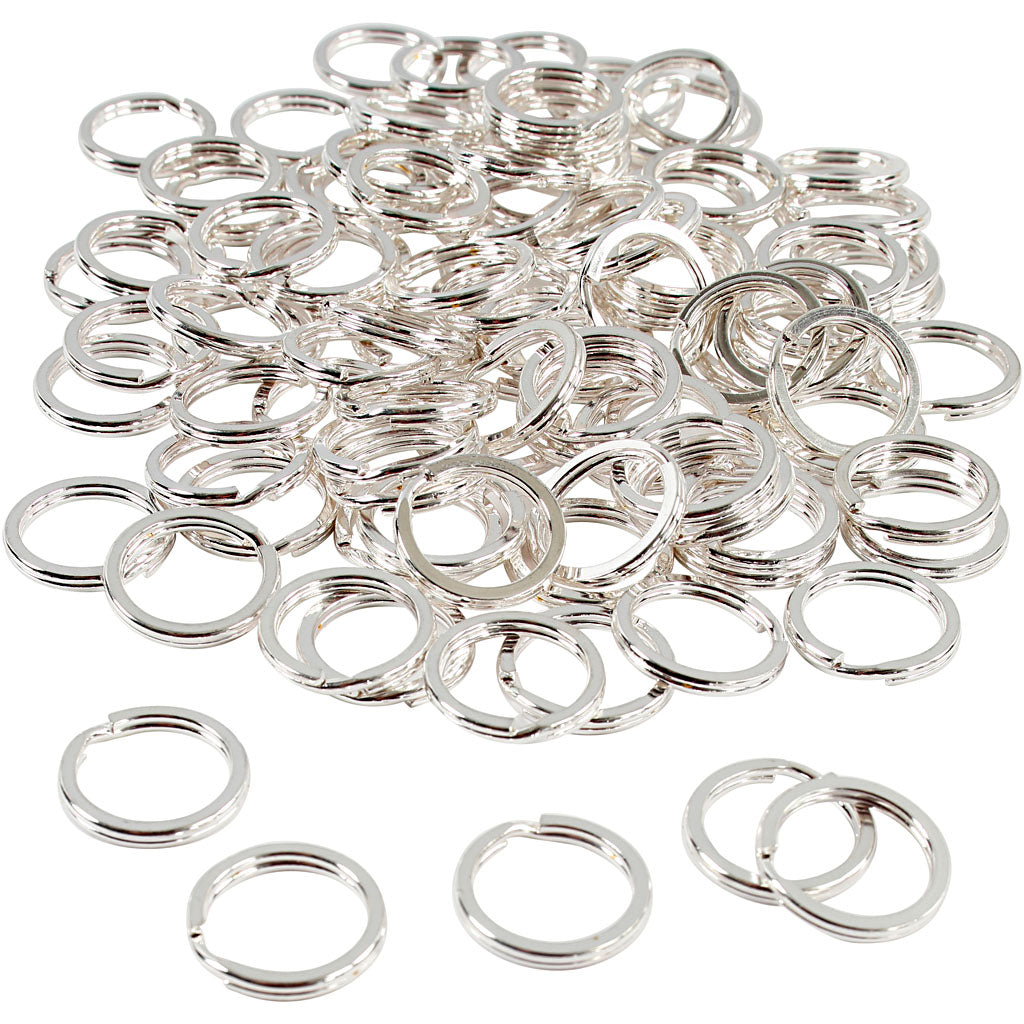 Vivi gade split ring, d 15 mm, silver plated, 100 pieces, 1 box