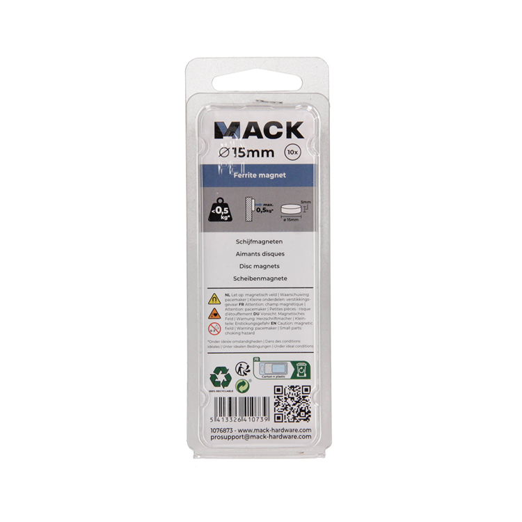 Mack 1076873 - imanes de disco de ferrita 15 mm - negro 10 piezas | 4 piezas