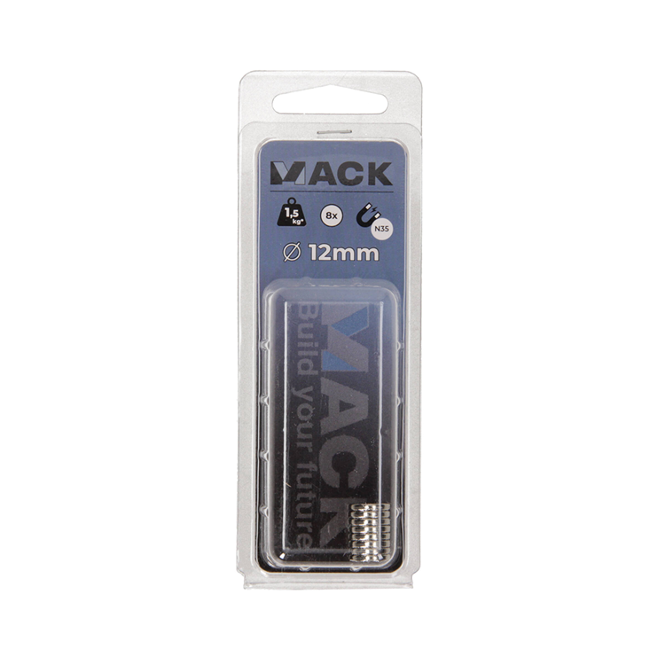 Mack 1076876 - dischi magnetici al neodimio 12mm*2mm (n35) - argento 8pz | 4 pezzi