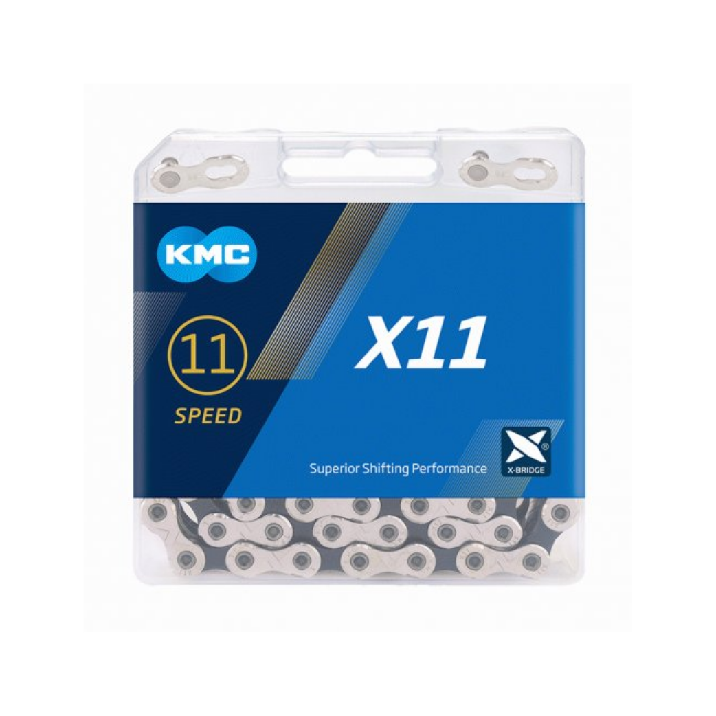 KMC X11 Cadena de bicicletas 114 Sizels Silver Black