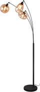 Trio lumina - lámpara de pie - negro mate - excl. 3x e14 10w - vidrio ámbar
