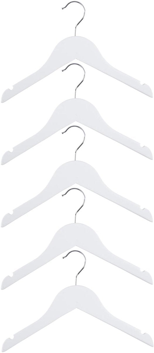 Alpina kledinghangers hout – 5 stuks – houten kleerhangers – kledinghanger set - wit