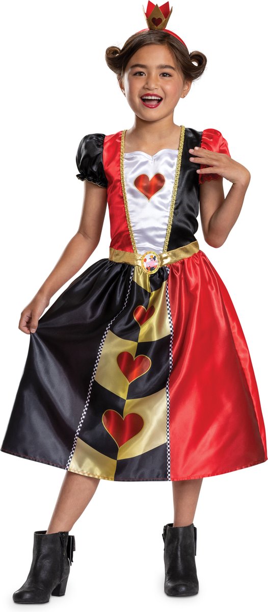 Disfraz disney - alicia en el pais de las maravillas, vestido reina de corazones clasico, talla xs (3t-4t años), niña