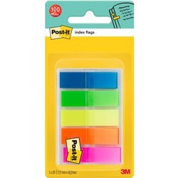 Index translucent post-it 12x43mm 20 tabs green, orange, pink, yellow, blue
