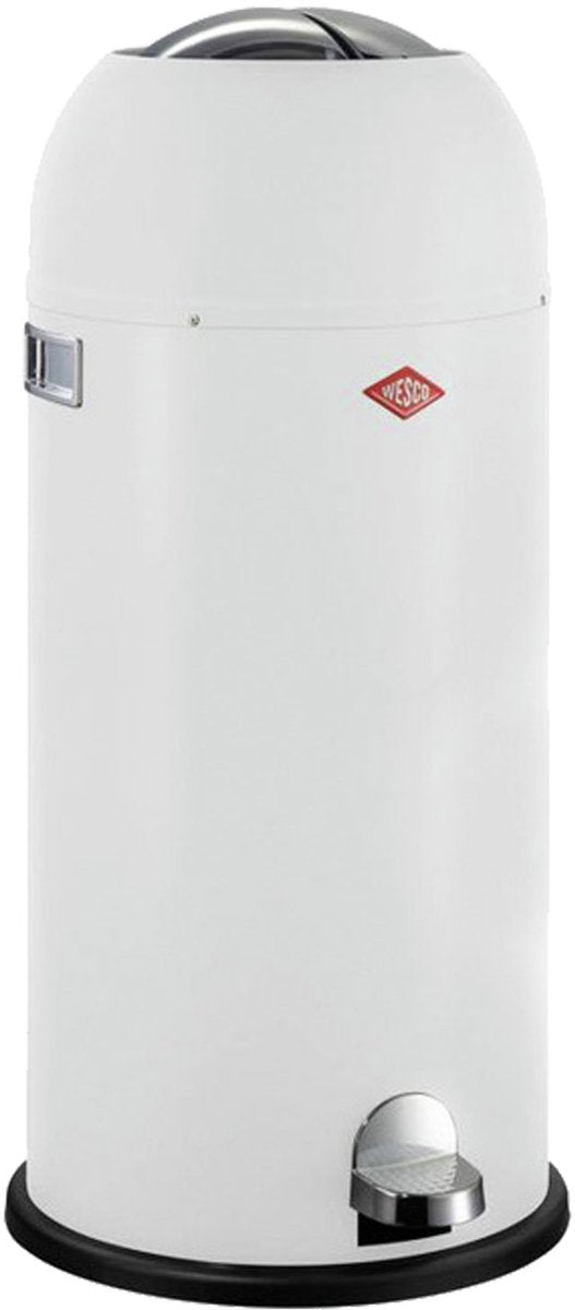 Wesco kickmaster maxi prullenbak | pedaalemmer | 40 liter | metaal - mat wit | vuilnisbak - made in germany