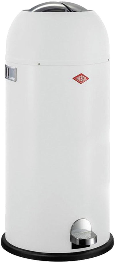 Wesco kickmaster maxi prullenbak | pedaalemmer | 40 liter | metaal - mat wit | vuilnisbak - made in germany