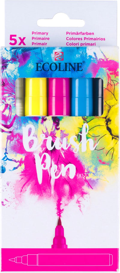 Bruynzeel Ecoline Brush Pen Set Primary, 5 colors
