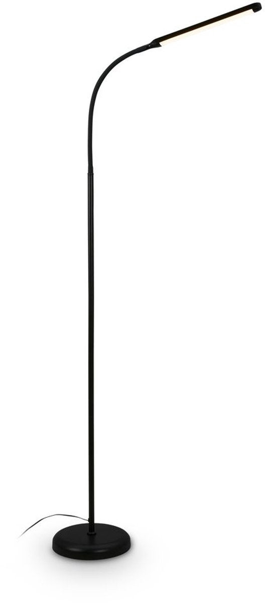 B.k.licht briloner mura – lampada da terra LED – dimmerabile – 6w – 600lm – controllo touch – lampada da scrivania girevole – nera – lampada da lettura moderna