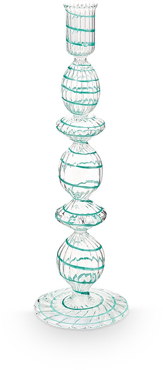 Pip studio - candelabro - accesorios para el hogar - candelabro azul claro - remolino de vidrio - 28cm