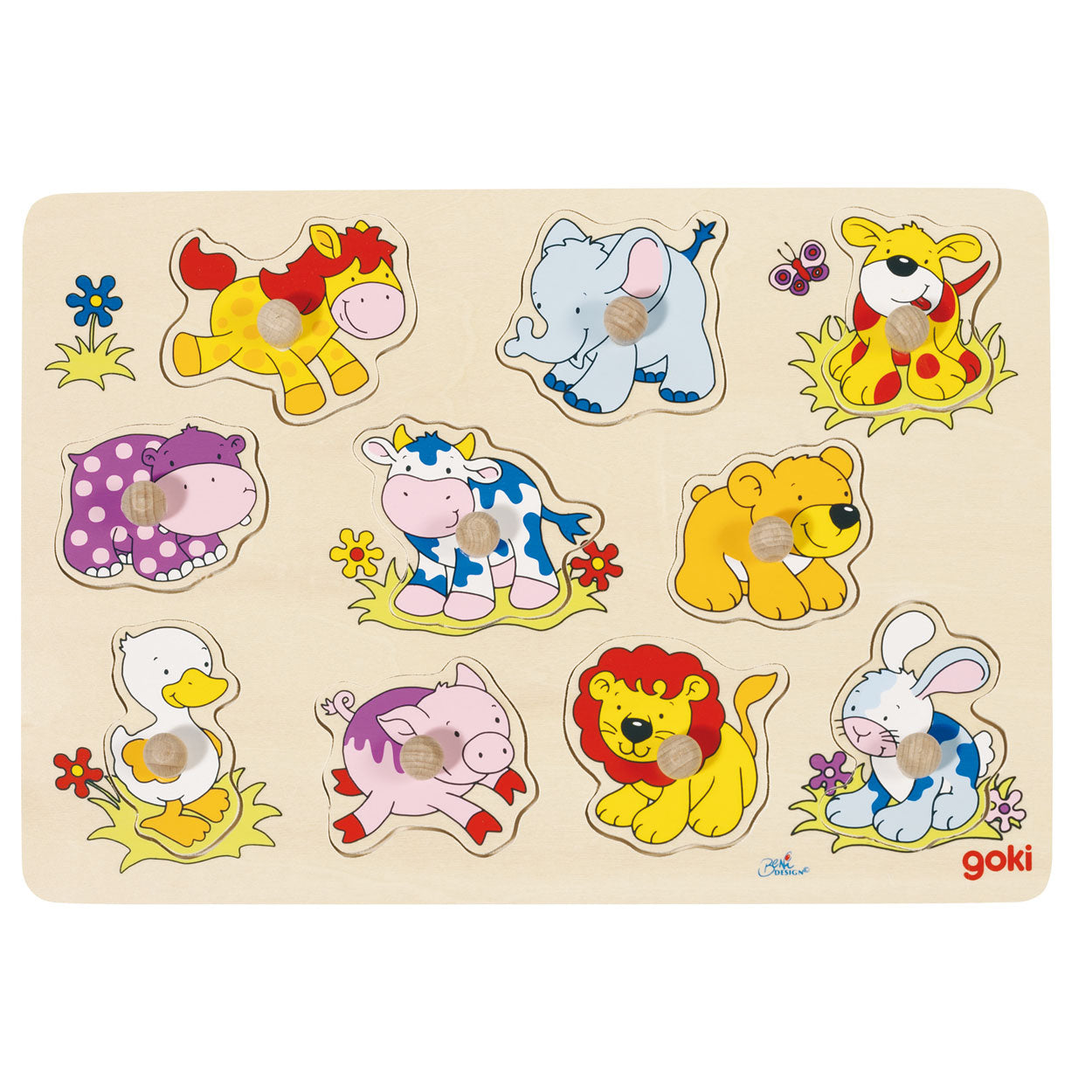 Goki Wooden Nick Puzzle Animales bebé