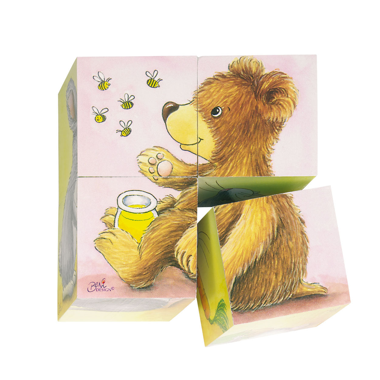 Goki Bloque de madera Puzzle Baby Animals