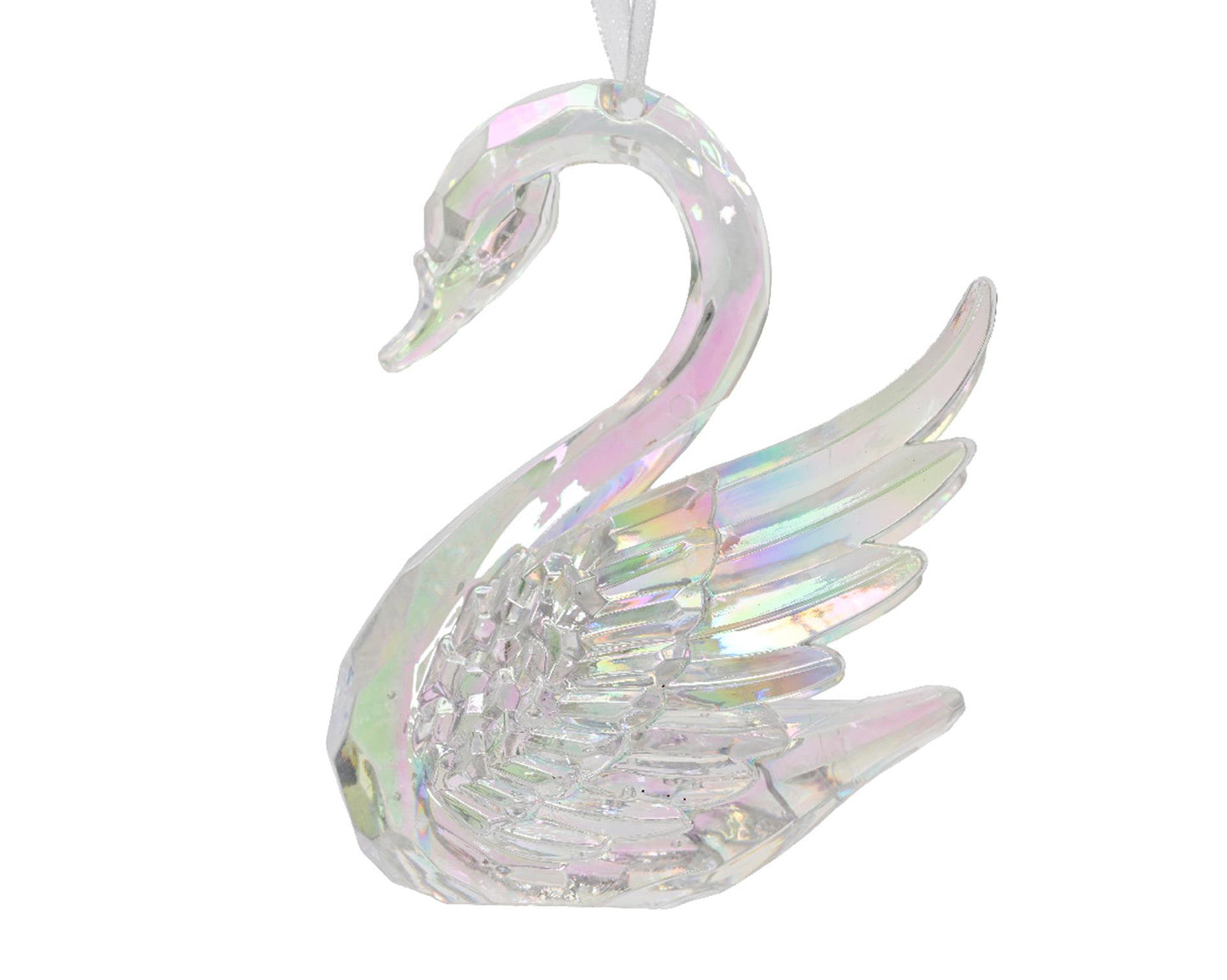 Decoris Ciondolo natalizio cigno iridescente 10cm