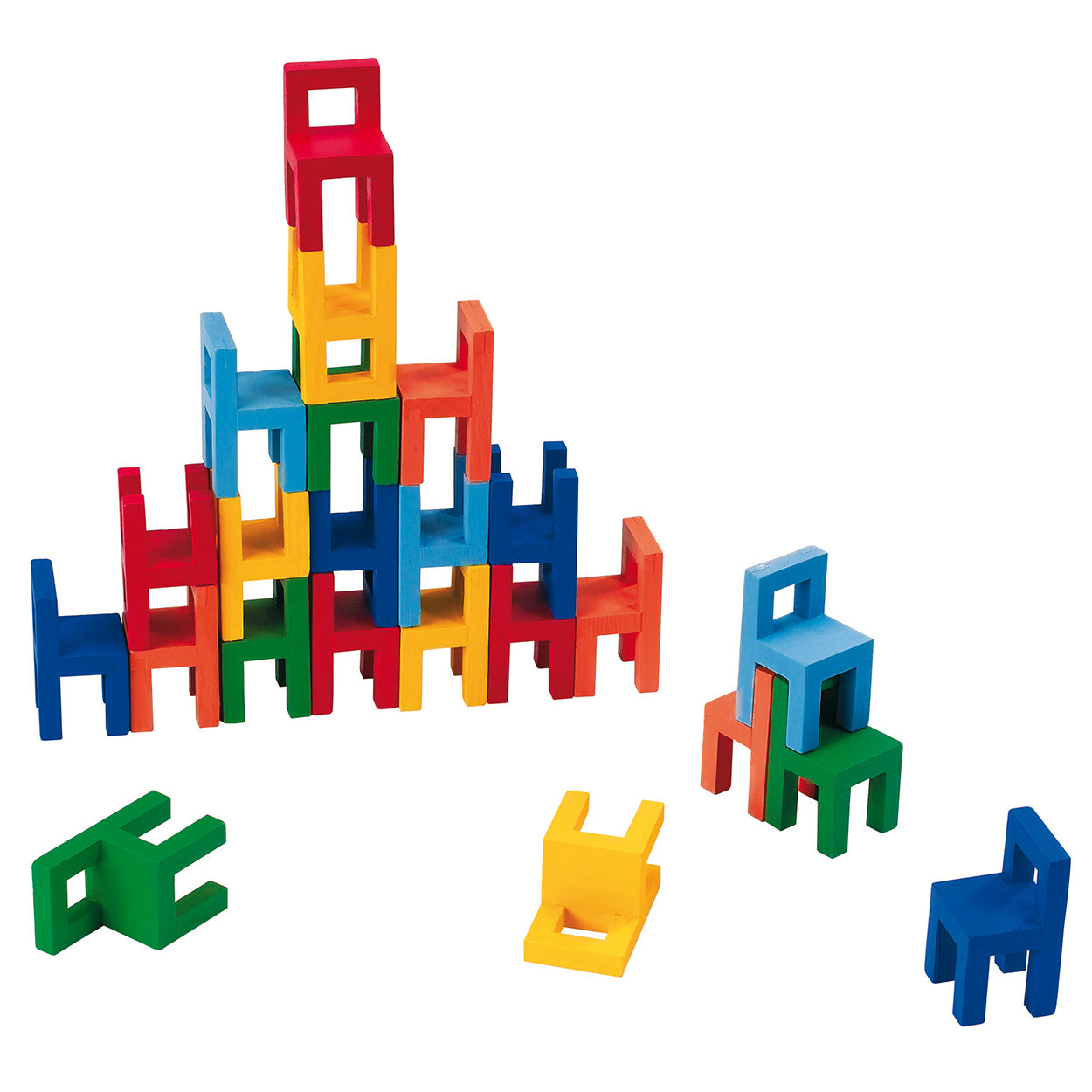 Juego de estapel de Goki Balansen con sillas de madera