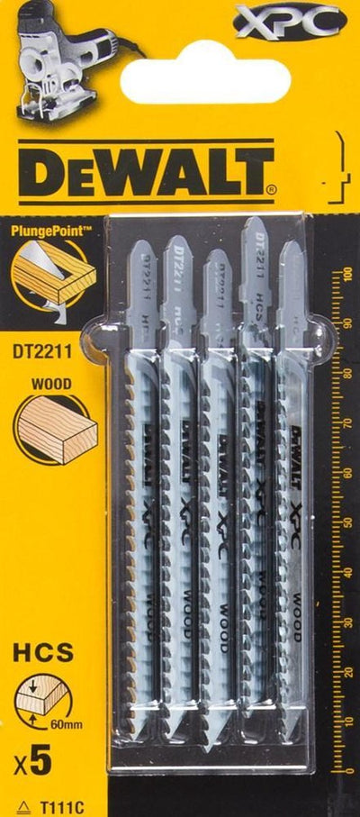 Lama per seghetto alternativo Dewalt dt2211 hcs xpc - spaziatura dei denti 3,1 mm - legno (5 pezzi)