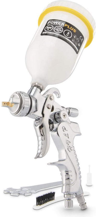 Pistola de pintura neumática powerplus powair0109 - pulverizador de pintura - máx. presión: 3bar - vaso superior de 600ml - ancho de pulverización 160-210mm - sistema hvlp