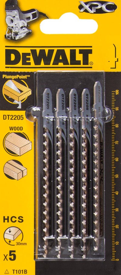 Lama per seghetto alternativo Dewalt dt2205 hcs xpc - spaziatura dei denti 2,5 mm - legno (5 pezzi)