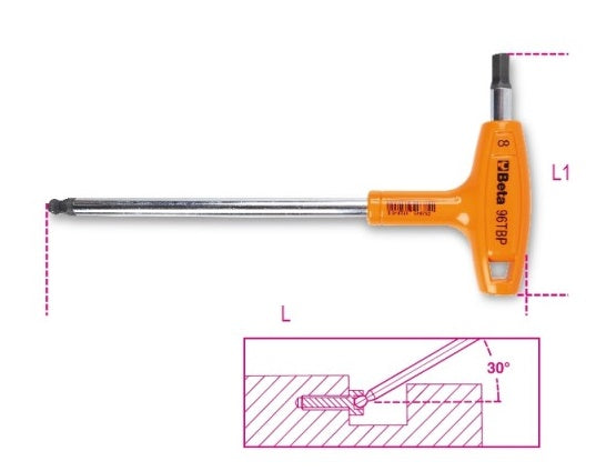 Beta Stift Key 96TBP con cabeza de pelota y mango de 5.0 mm