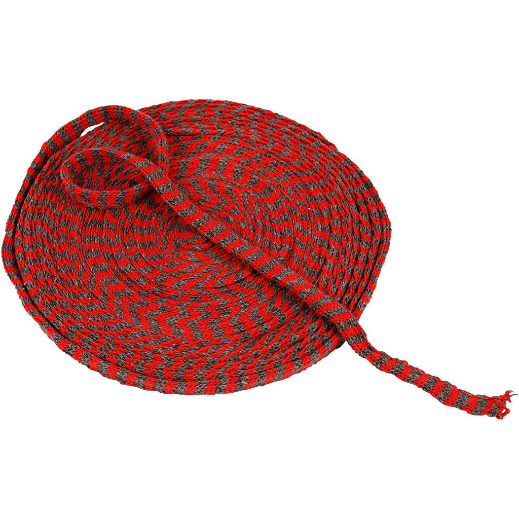 Tubo circular de punto Creativ Company, ancho: 10 mm, Navidad rojo gris, 10 m 1 rollo