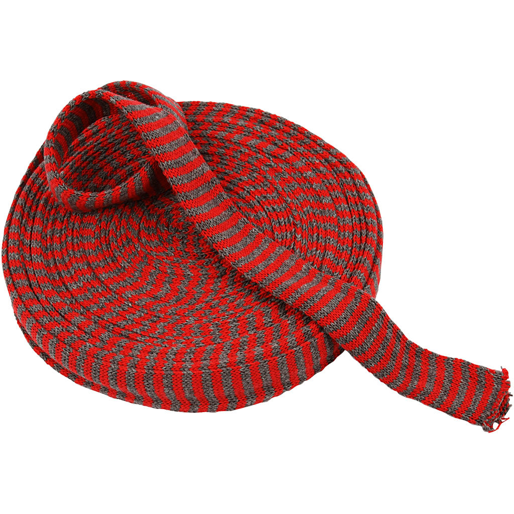 Tubo circular de punto Creativ Company, ancho: 30 mm, Navidad rojo gris, 10 m 1 rollo
