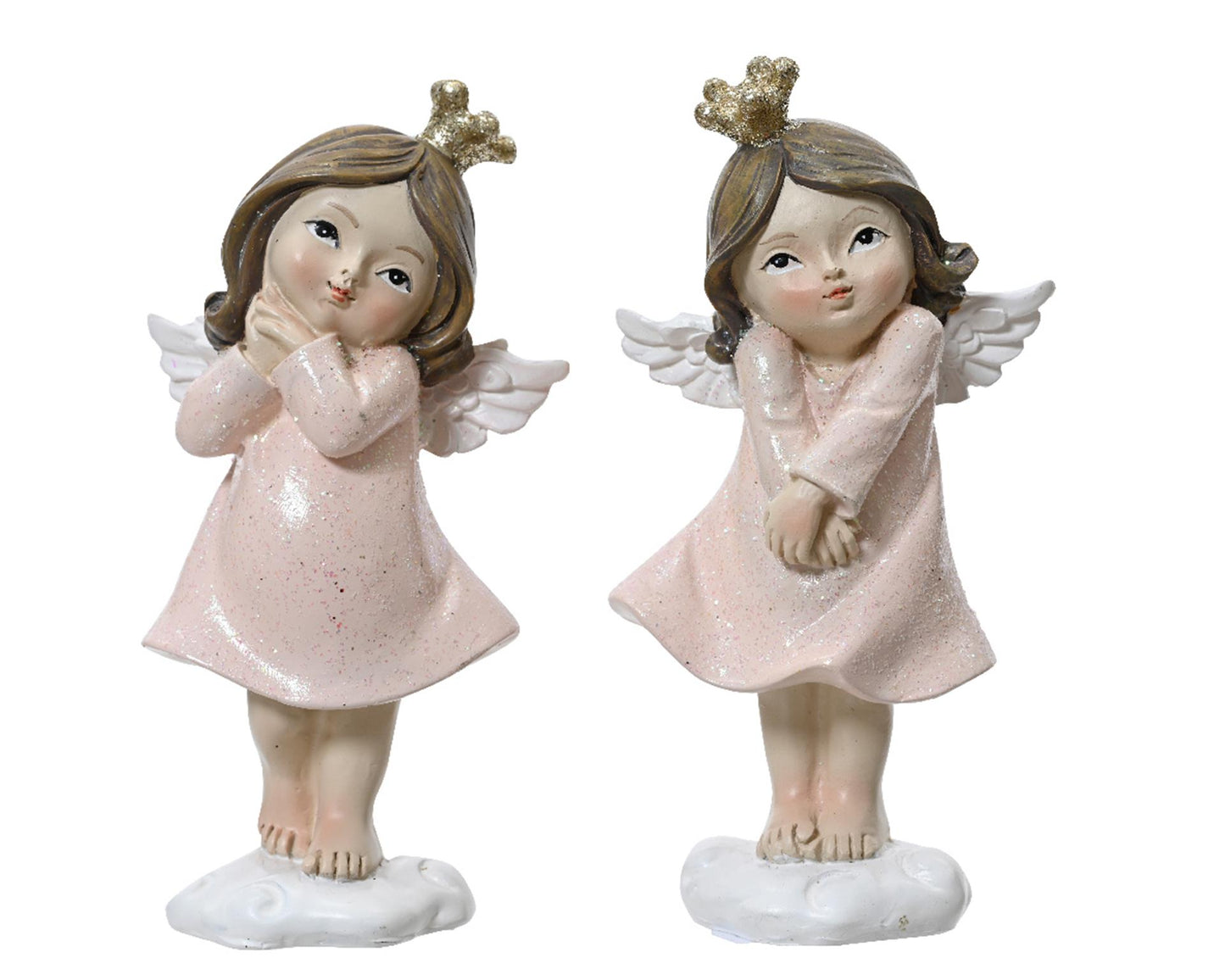 Decoris statua angelo in poliresina rosa 10,5 cm