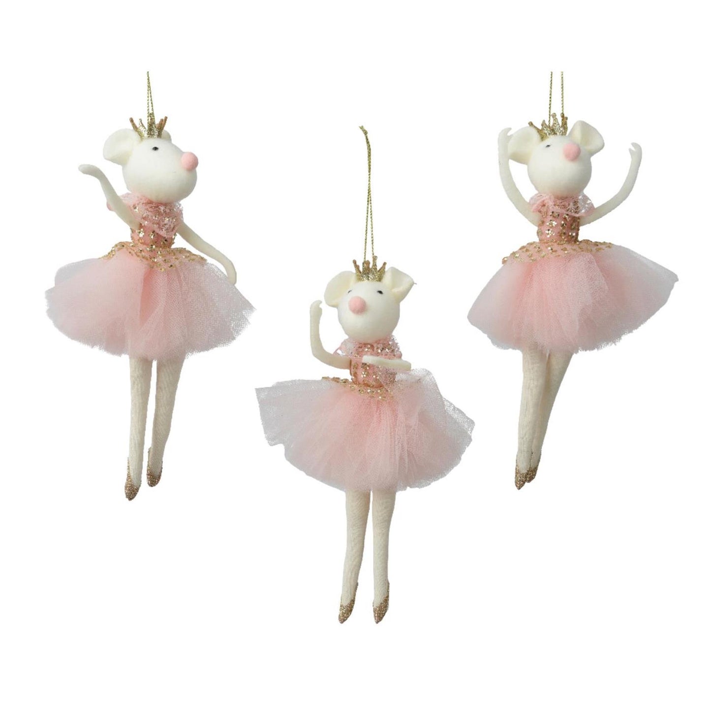 Decoris kersthanger muis polyester 9x4x19,5cm