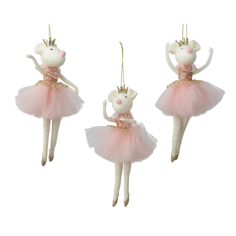 Decoris kersthanger muis polyester 9x4x19,5cm