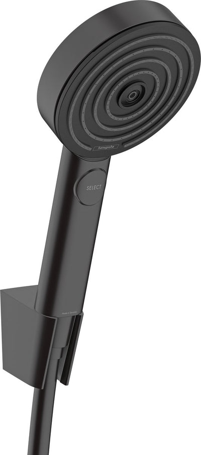Hansgrohe pulsafy select s - set soffione doccia, supporto e tubo flessibile, 3 tipi di getto, ecosmart, nero opaco 24306670