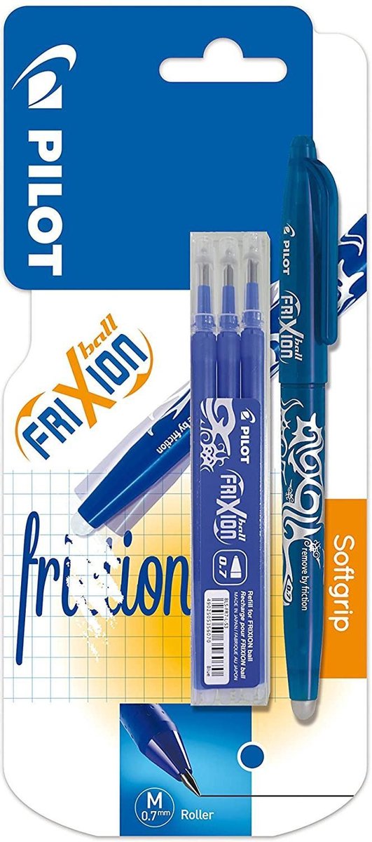 Pilot roller frixion ball azul + 3 recambios 0,7