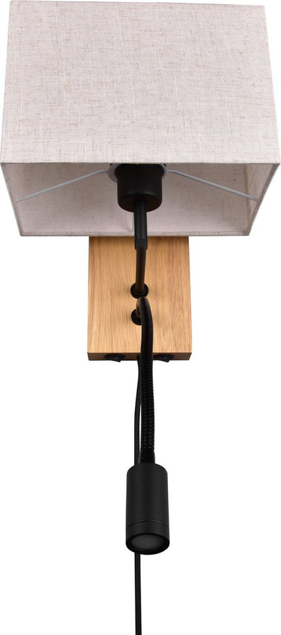 Aplique Trio nilam con lámpara de lectura - madera natural - pantalla color crudo