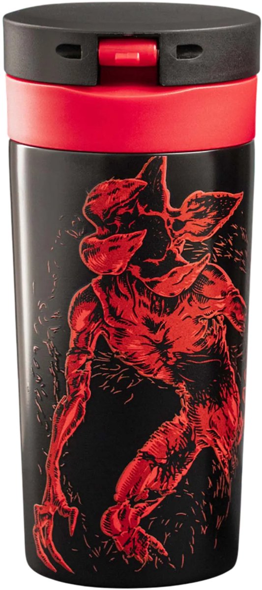 Bialetti Stranger Things - Tazza termica da viaggio a doppia parete - Acciaio inossidabile - 380 ml - Si illumina al buio