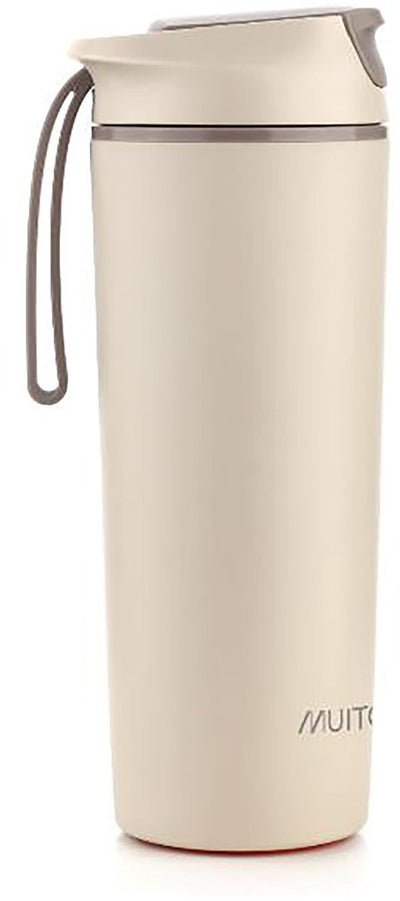 Borraccia Muitomas Never Fall Down - sistema a ventosa anticaduta - impugnatura antiscivolo - costruzione termica - 450 ml - bianco