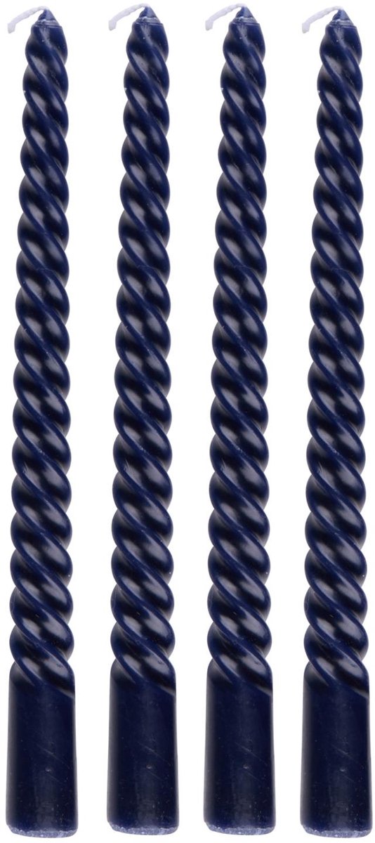 Set di 4 candele da cena intrecciate Arti casa - candele blu da 25 cm con 5 ore di durata - candele da cena intrecciate per candeliere e decorazione - ø2 x 25 cm