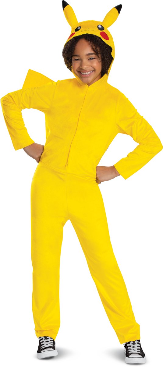Disfraz pokémon, pikachu mono con capucha clásico, talla s (4-6 años)