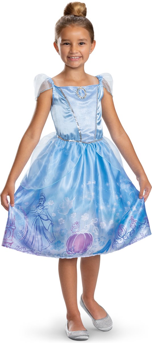 Disfraz princesa disney - cenicienta, vestido cenicienta cuento clasico, talla s (5 - 6 años), niña