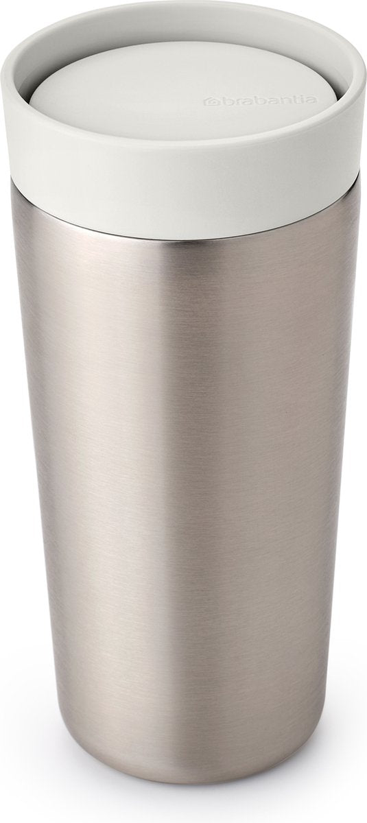 Brabantia make take thermosbeker - koffiebeker to go - 360 ml - light grey