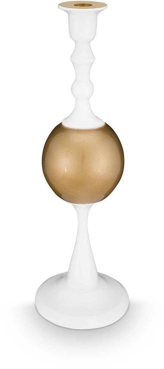 Pip studio kandelaar sphere - kaarsenhouder van metaal - wit goud - 37cm