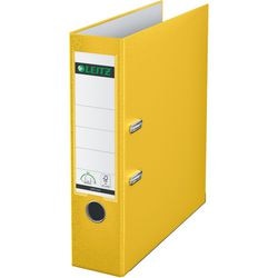 Ordner leitz 1010 plastic a4 318x285mm geel insteeketiket grijpgat