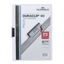 Cartelle con pinza in plastica resistente a4 22,5x31 cm bianca con pinza scorrevole capacità 6 mm