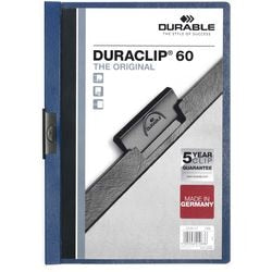 Carpetas con pinza duradera duraclip 60 azul a4 60 hojas frontal transparente
