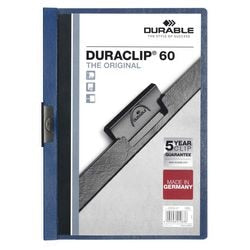 Cartelle a pinza durevole duraclip 60 blu a4 60 fogli fronte trasparente