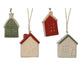Decoris kersthanger huisje porselein 3x5,7x7,2cm 4 assorti