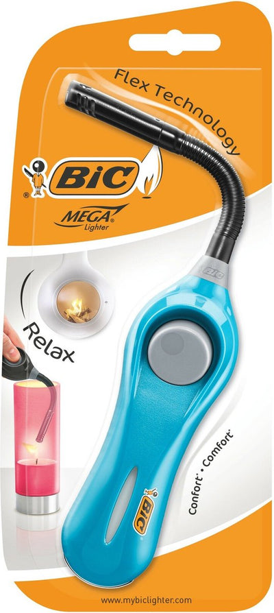 Encendedor multifuncional Bic megalighter flex u140 para barbacoa y velas - con cuello flexible - varios colores - 1 pieza