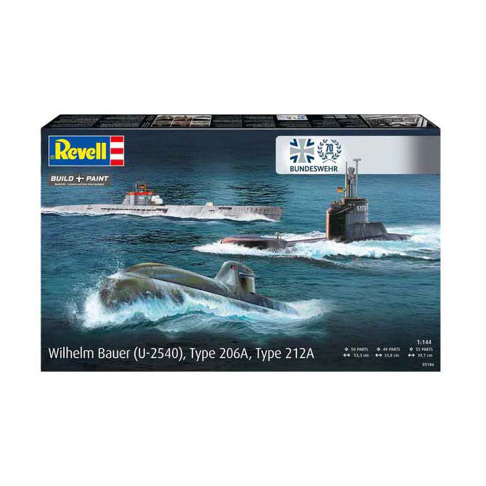 Kit modello Revell - 70 anni Bundeswehr-Wilhelm Bauer, tipo 206a, classe 2 1:144 - 154 pz.