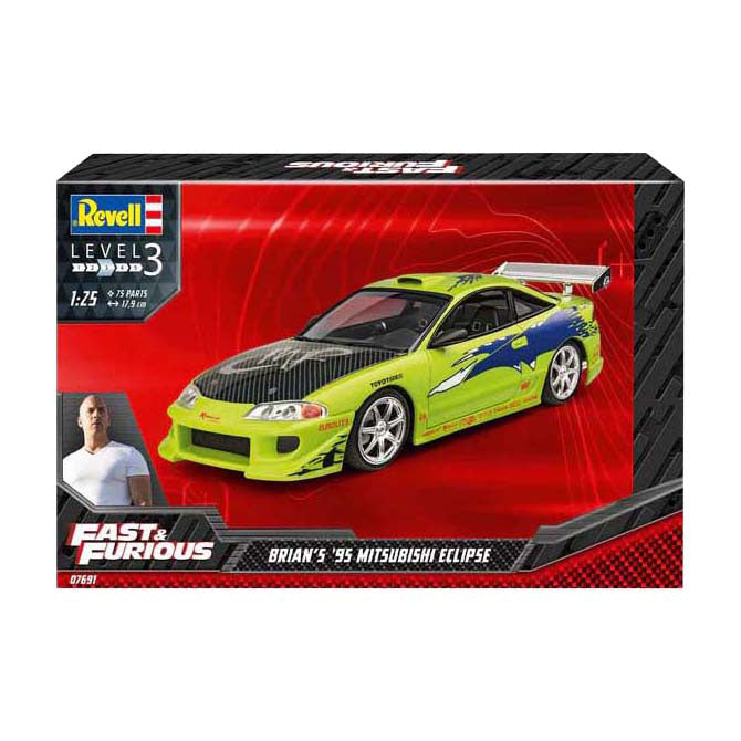 Maqueta Revell rápido y furioso - mitsubishi eclipse 1995 de brian 1:25 - 75 piezas.